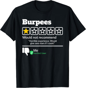 Burpees One Star Would Not Recommended T-Shirt - T-Shirt | Black