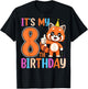 It’s My 8th Birthday Cute Red Panda Kids 8 Years Old T-Shirt - T-Shirt | Black