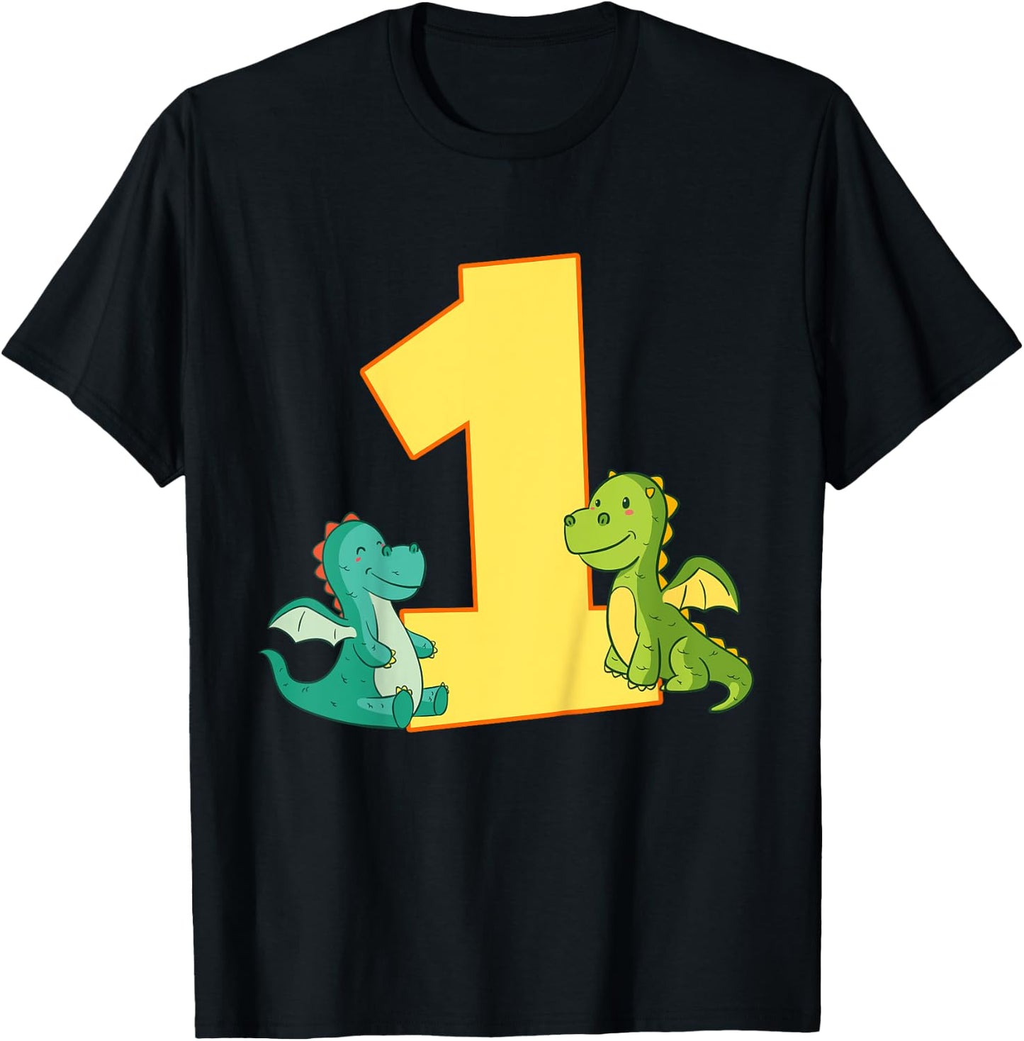 Kids 1st Birthday Dragon Shirt 1 Year Boys Dragon Gift T-Shirt - T-Shirt | Black