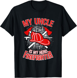 Firefighter Uncle T Shirt Gift Thin Red Line Family Shirt T-Shirt - T-Shirt | Black