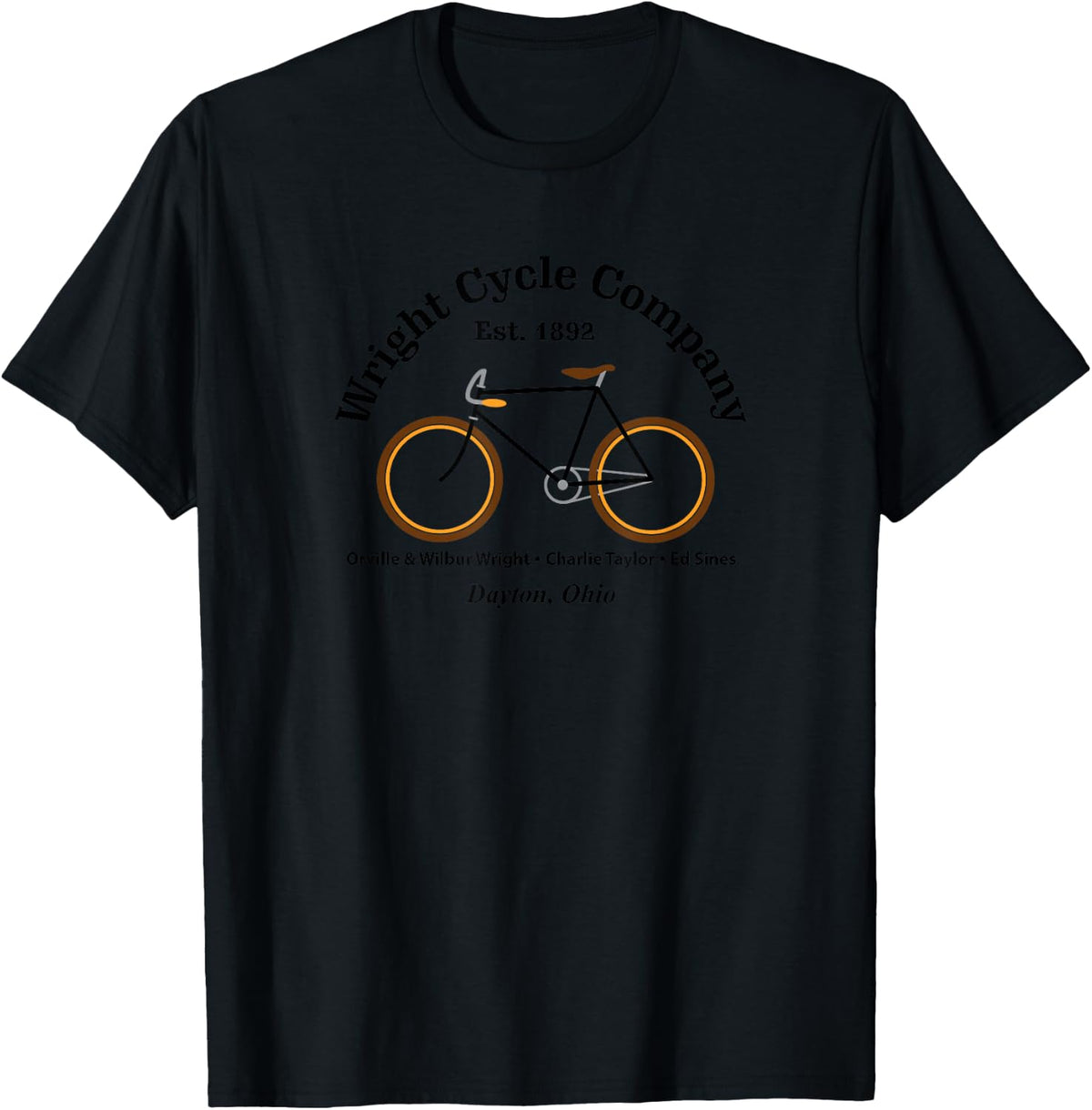 Bicycle Love Wright Brothers Themed , -Youth, Grey, Small, Short Sleeve, Classic Fit, Letter Print T-Shirt - T-Shirt | Black