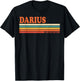 Darius Retro Personalized First Name Vintage Stripes T-Shirt - T-Shirt | Black