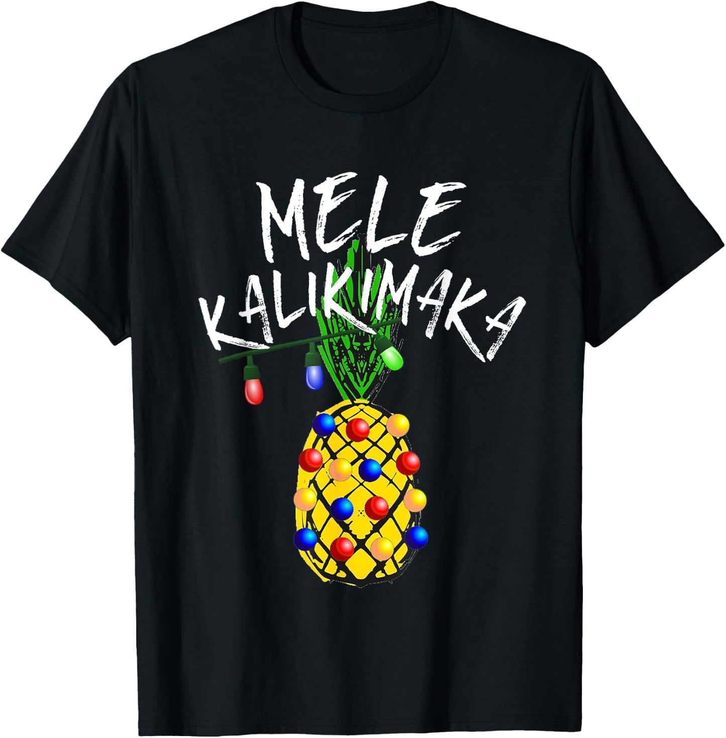 Mele Kalikimaka Pineapple Merry Christmas Hawaii T-Shirt - T-Shirt | Black