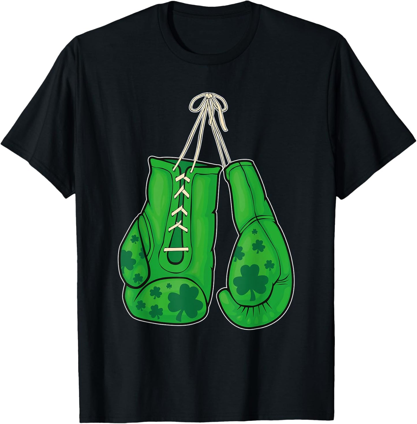 St Patricks Day Boxing Gloves Green Lucky Shamrock T-Shirt - T-Shirt | Black