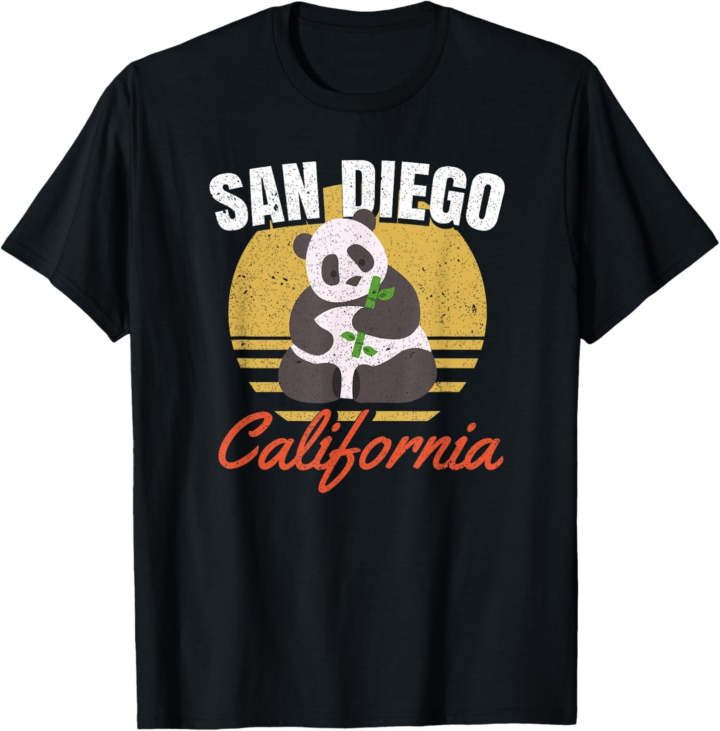 San Diego Shirt-Retro Panda Zoo-California State T Shirt T-Shirt - T-Shirt | Black