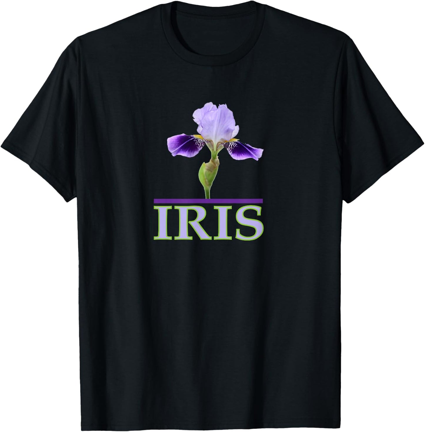 Purple Iris Flower T-Shirt - T-Shirt | Black