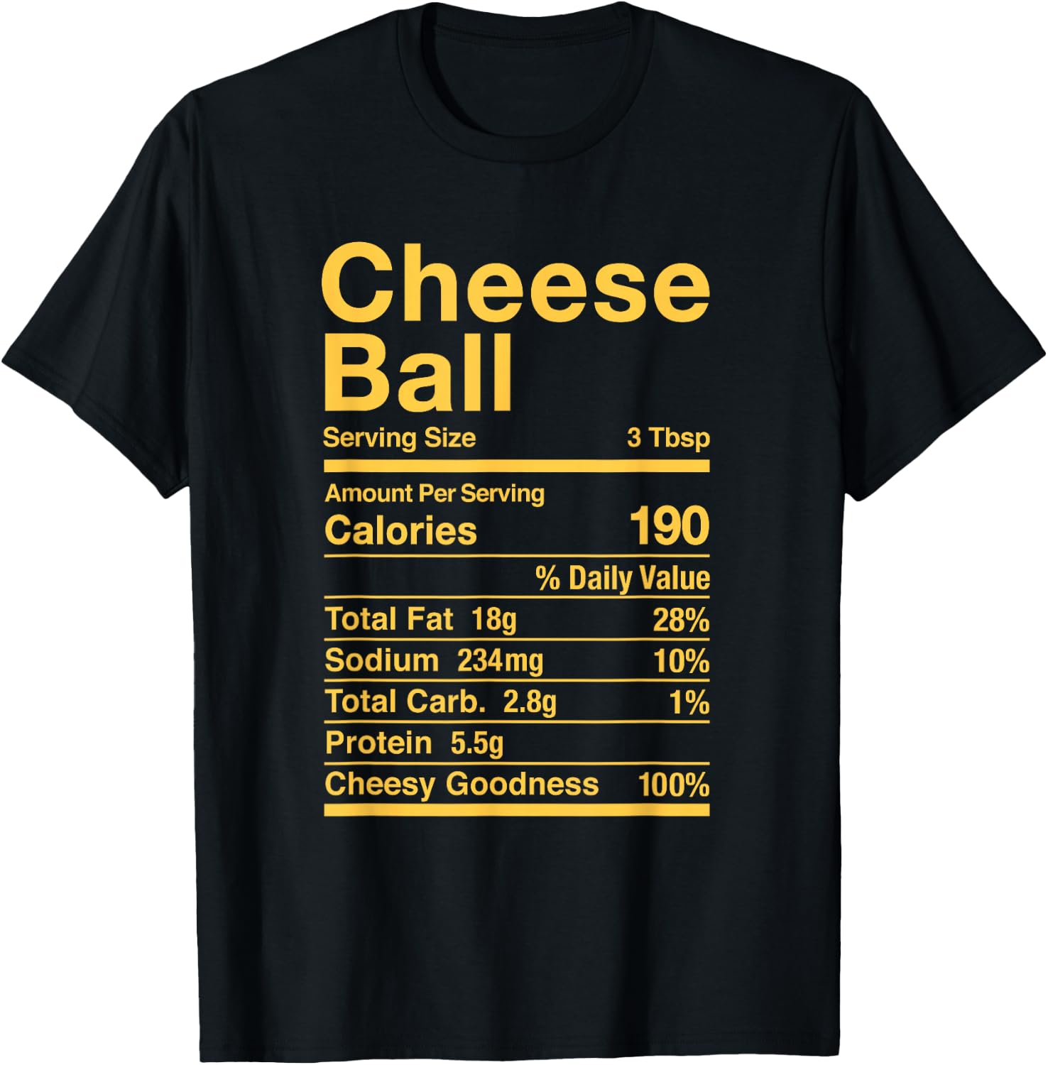 Cheese Ball Retro Nutrition Facts Matching T-Shirt - T-Shirt | Black