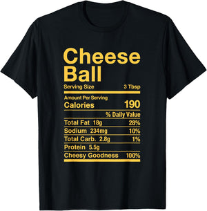 Cheese Ball Retro Nutrition Facts Matching T-Shirt - T-Shirt | Black