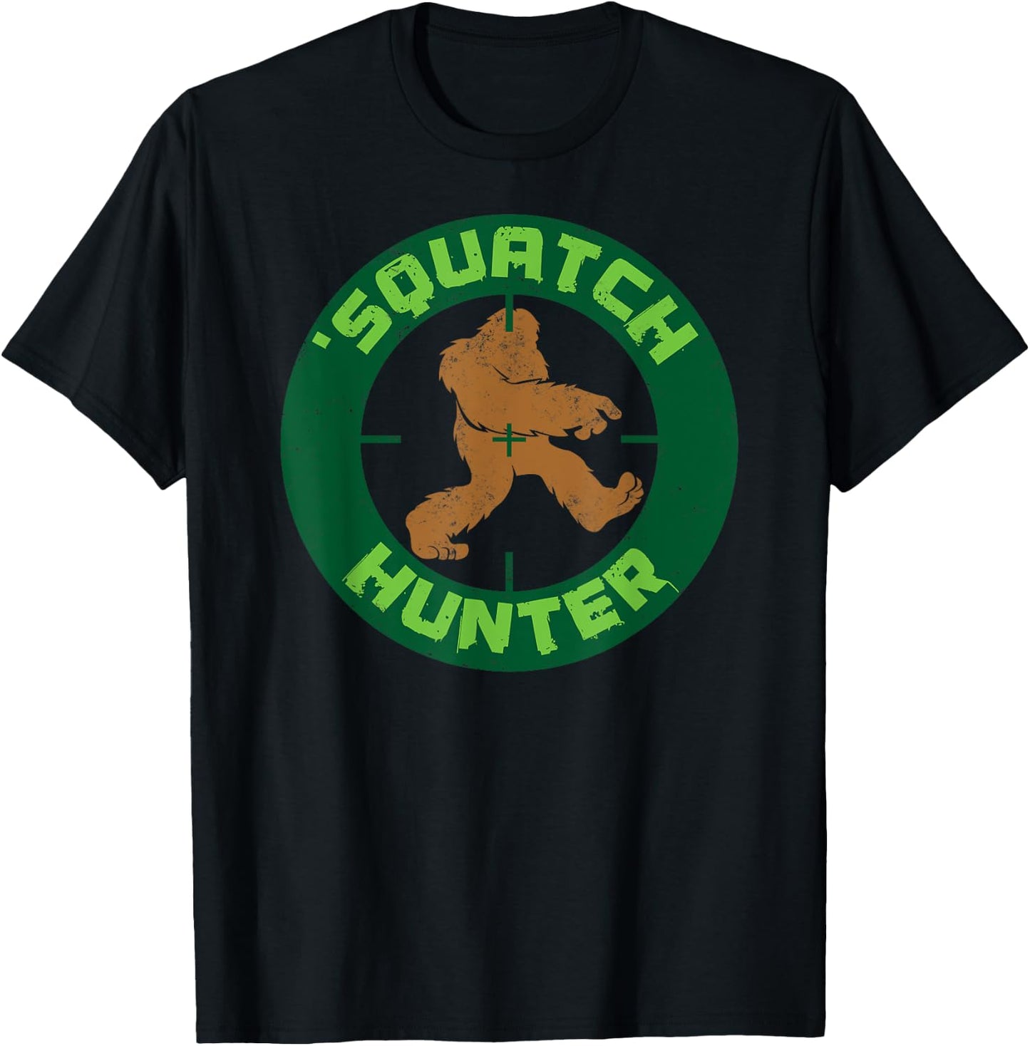 Squatch Hunter , Funny Sasquach Bigfoot Hunting T-Shirt - T-Shirt | Black