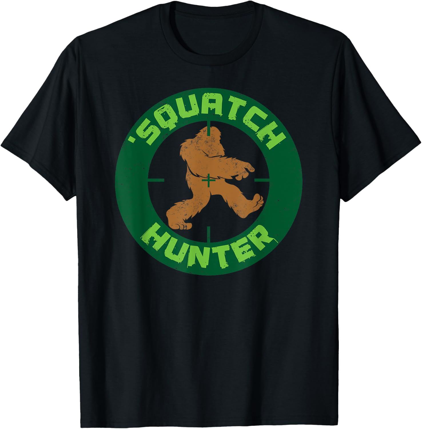 Squatch Hunter , Funny Sasquach Bigfoot Hunting T-Shirt - T-Shirt | Black