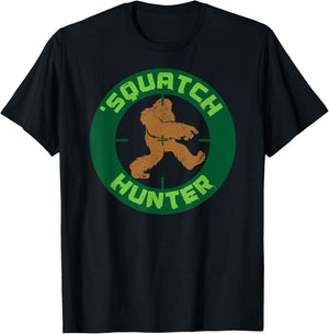 Squatch Hunter , Funny Sasquach Bigfoot Hunting T-Shirt - T-Shirt | Black