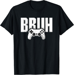 Video Gamer funny BRUH game controller for kids Men youth T-Shirt - T-Shirt | Black
