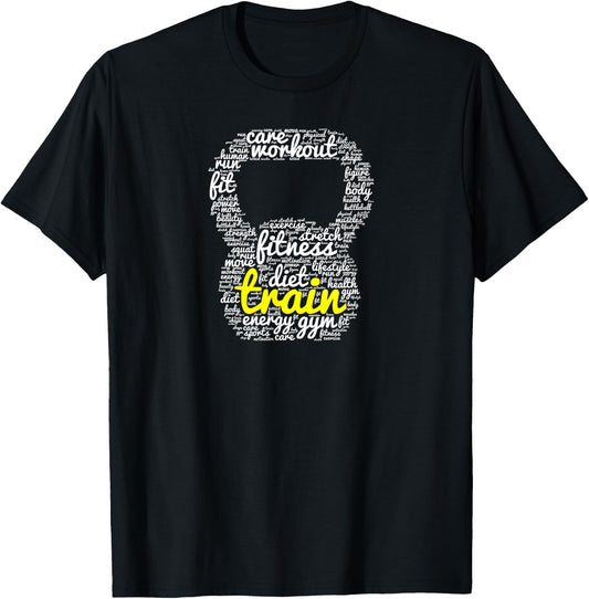 Train | Kettlebell Workout Word Cloud T-Shirt - T-Shirt | Black