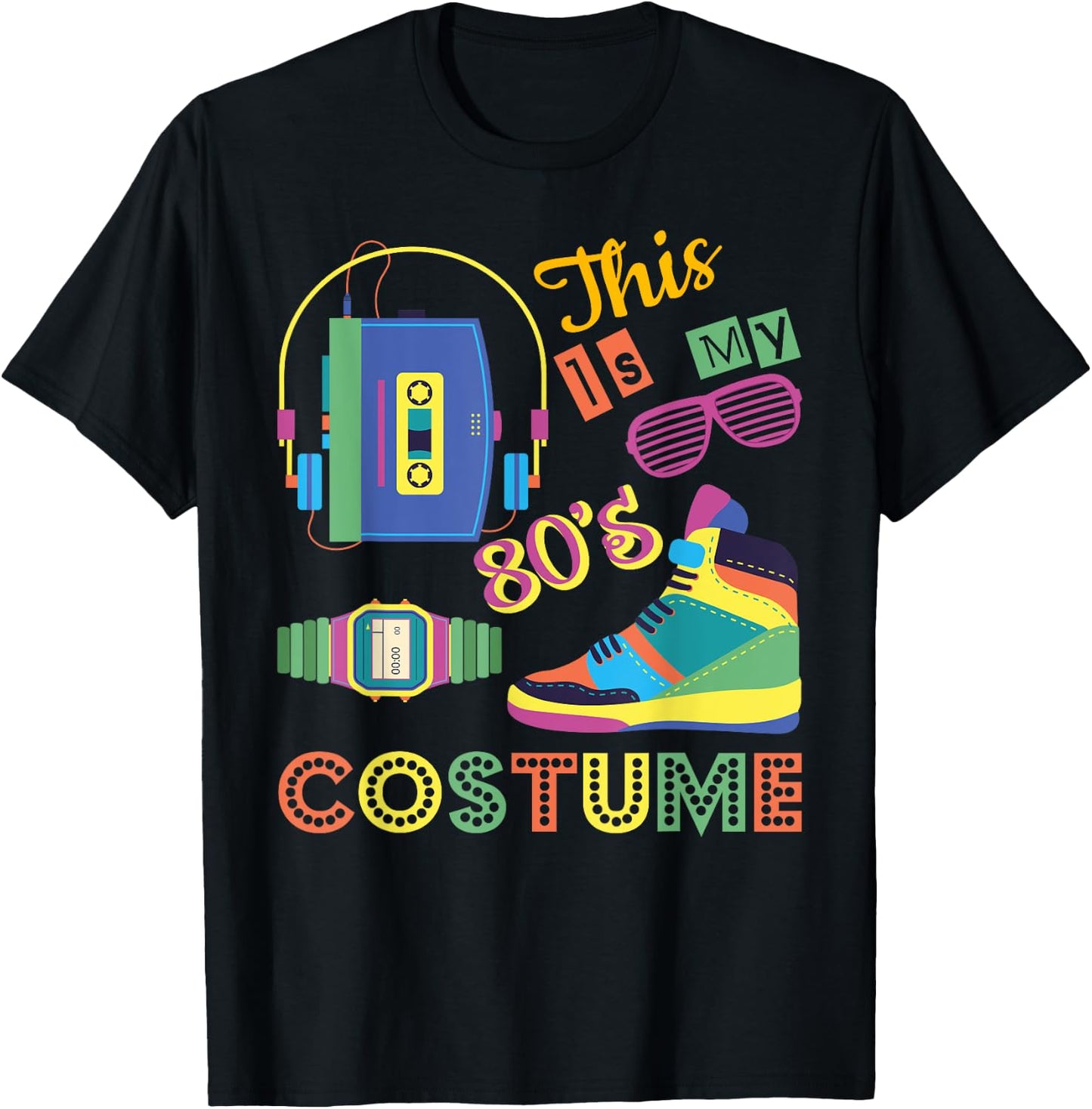 This Is My 80s Costume 1980s Awesome Vintage Retro T-Shirt - T-Shirt | Black