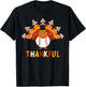 Turkey With Baseball Thankful Thanksgiving Christmas Gift T-Shirt - T-Shirt | Black