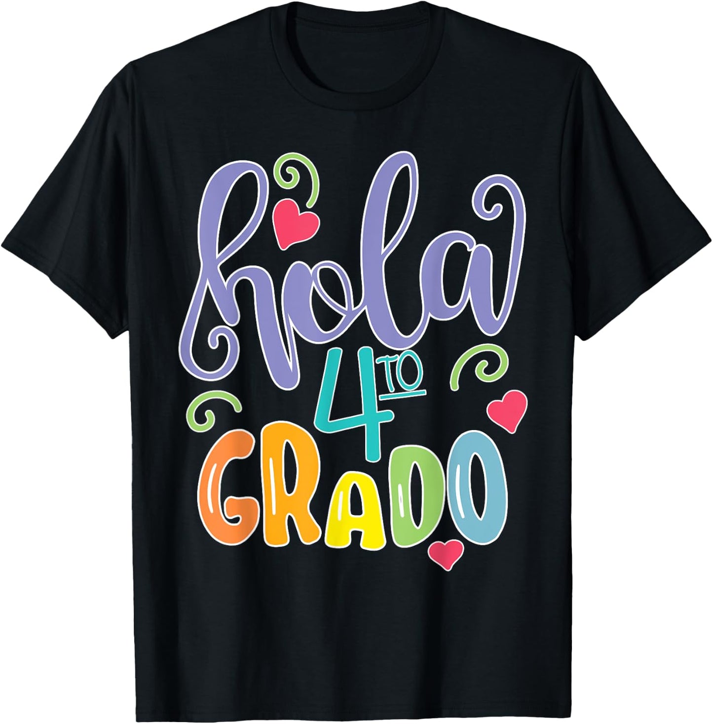 Hola 4to Cuarto Grado 4TH Grade Spanish Teacher Equipo T-Shirt - T-Shirt | Black