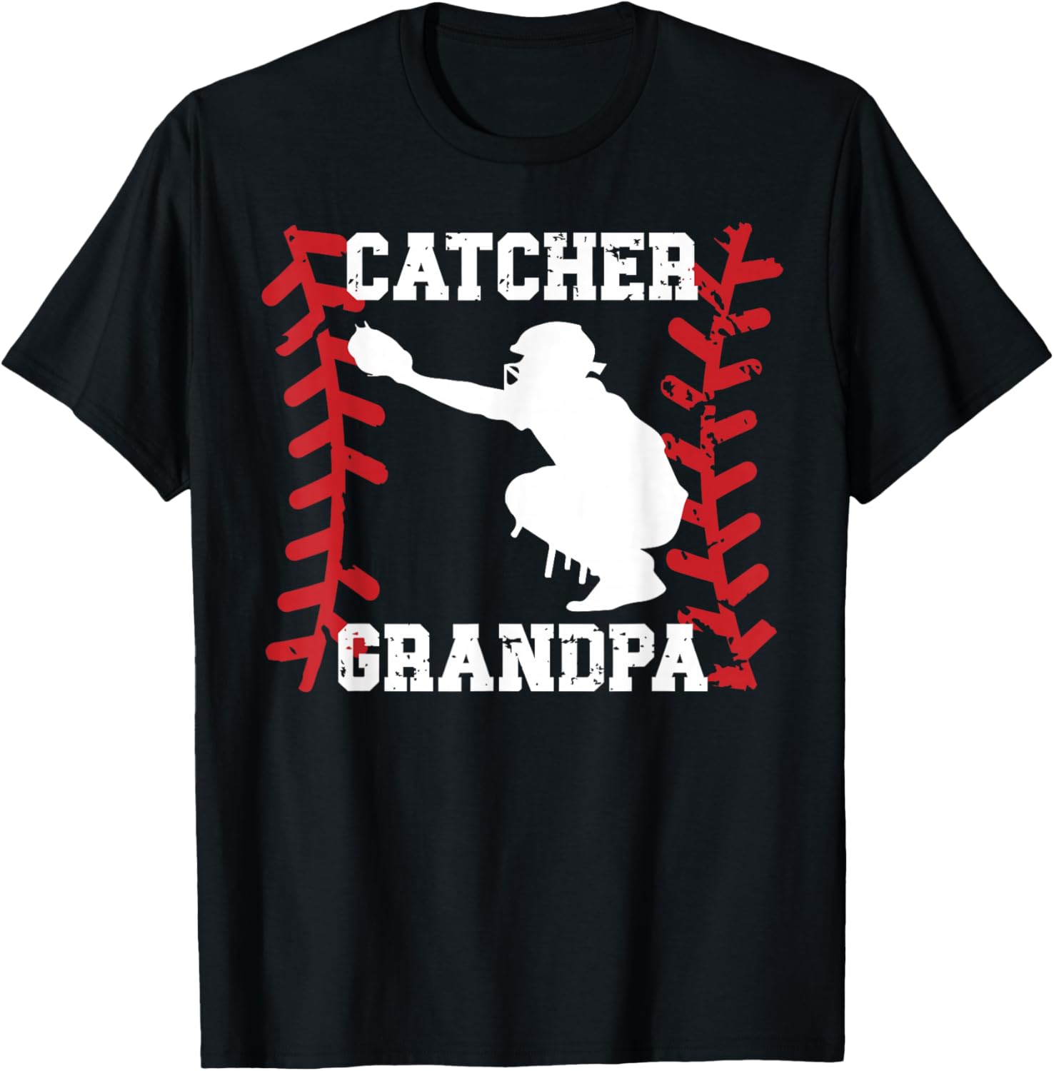 Baseball Catcher Grandpa Baseball Catcher Grandfather T-Shirt - T-Shirt | Black