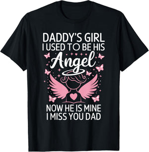 Daddy's Girl I Used to be His Angel Now He Is Mine T-Shirt - T-Shirt | Black