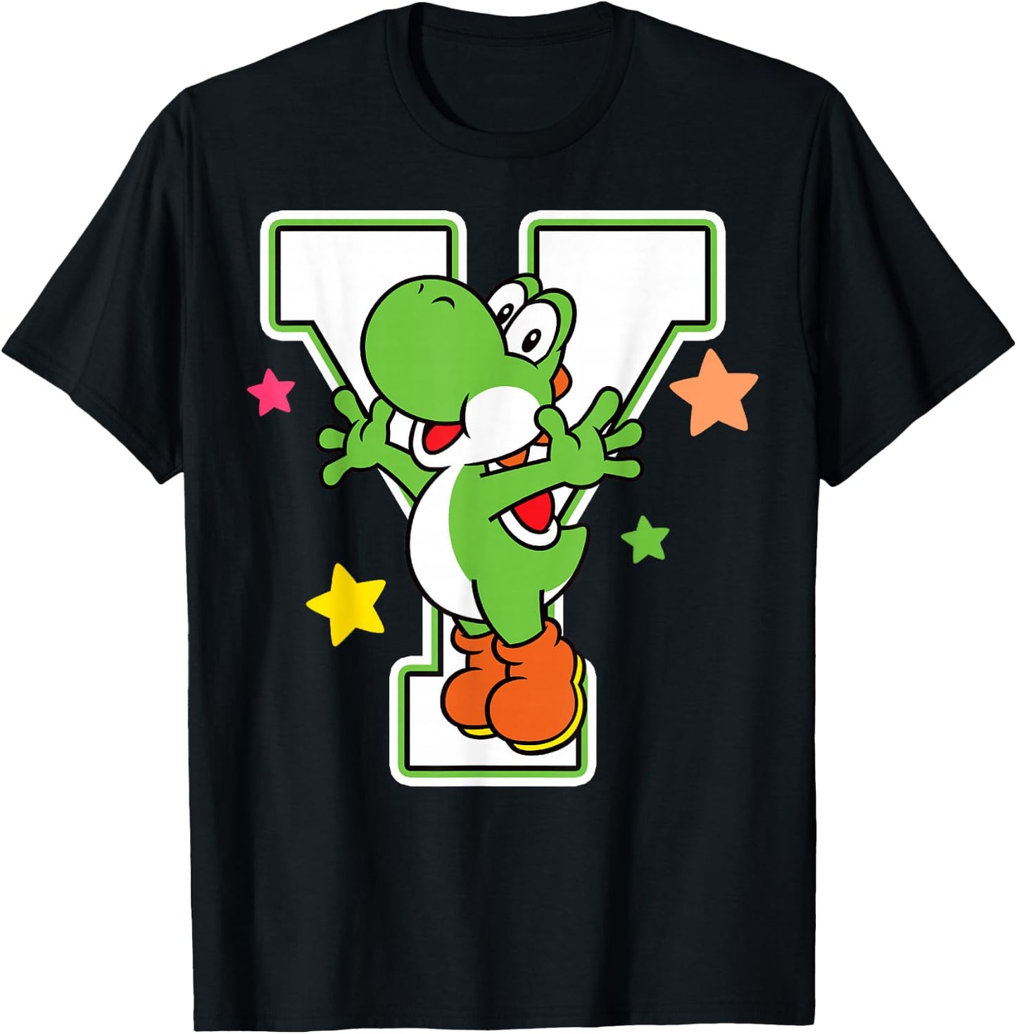 Super Mario Yoshi Stars Poster Graphic T-Shirt - T-Shirt | Black