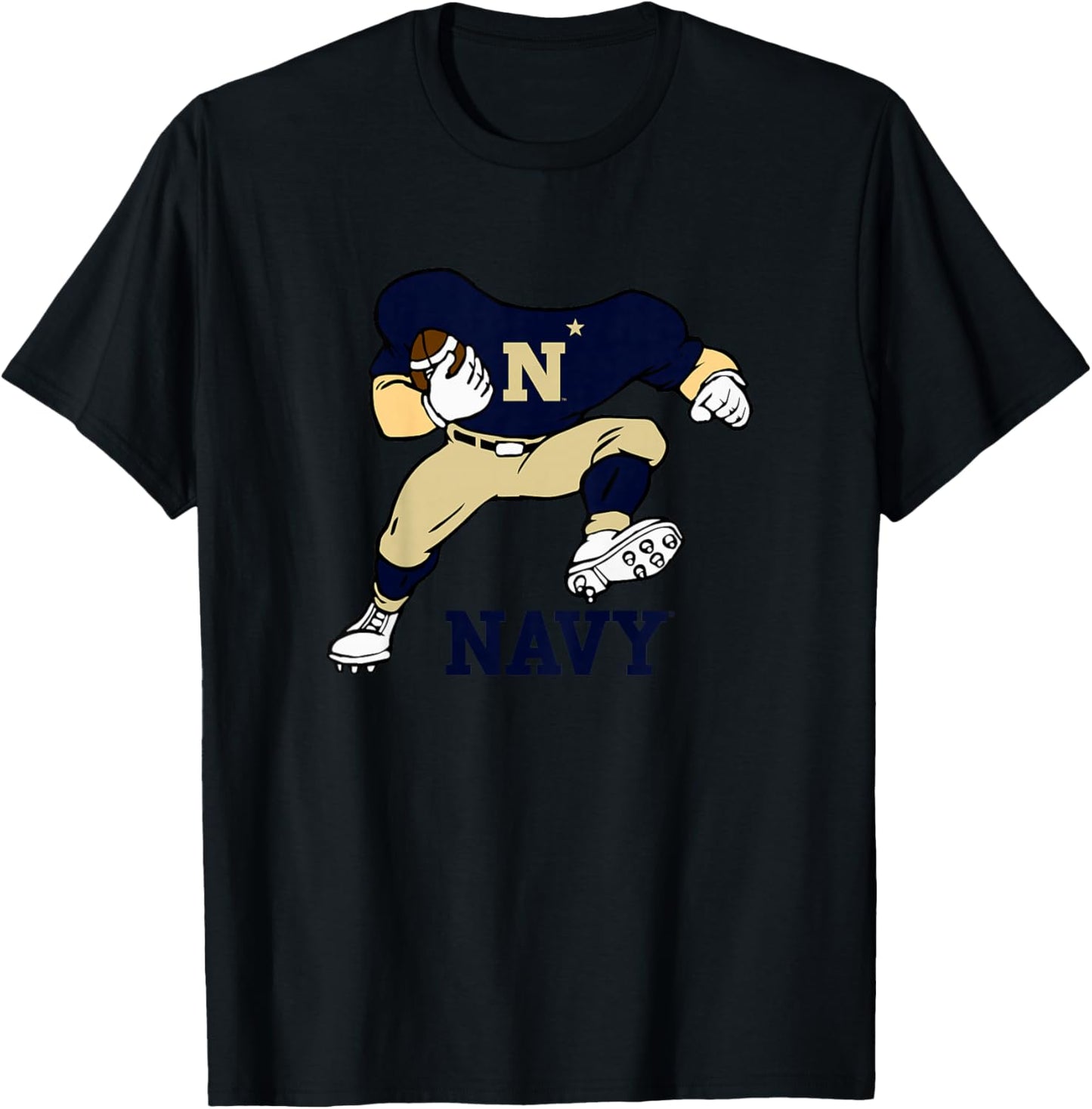 Kids Navy Midshipmen Kid's Football Player Gray T-Shirt - T-Shirt | Black
