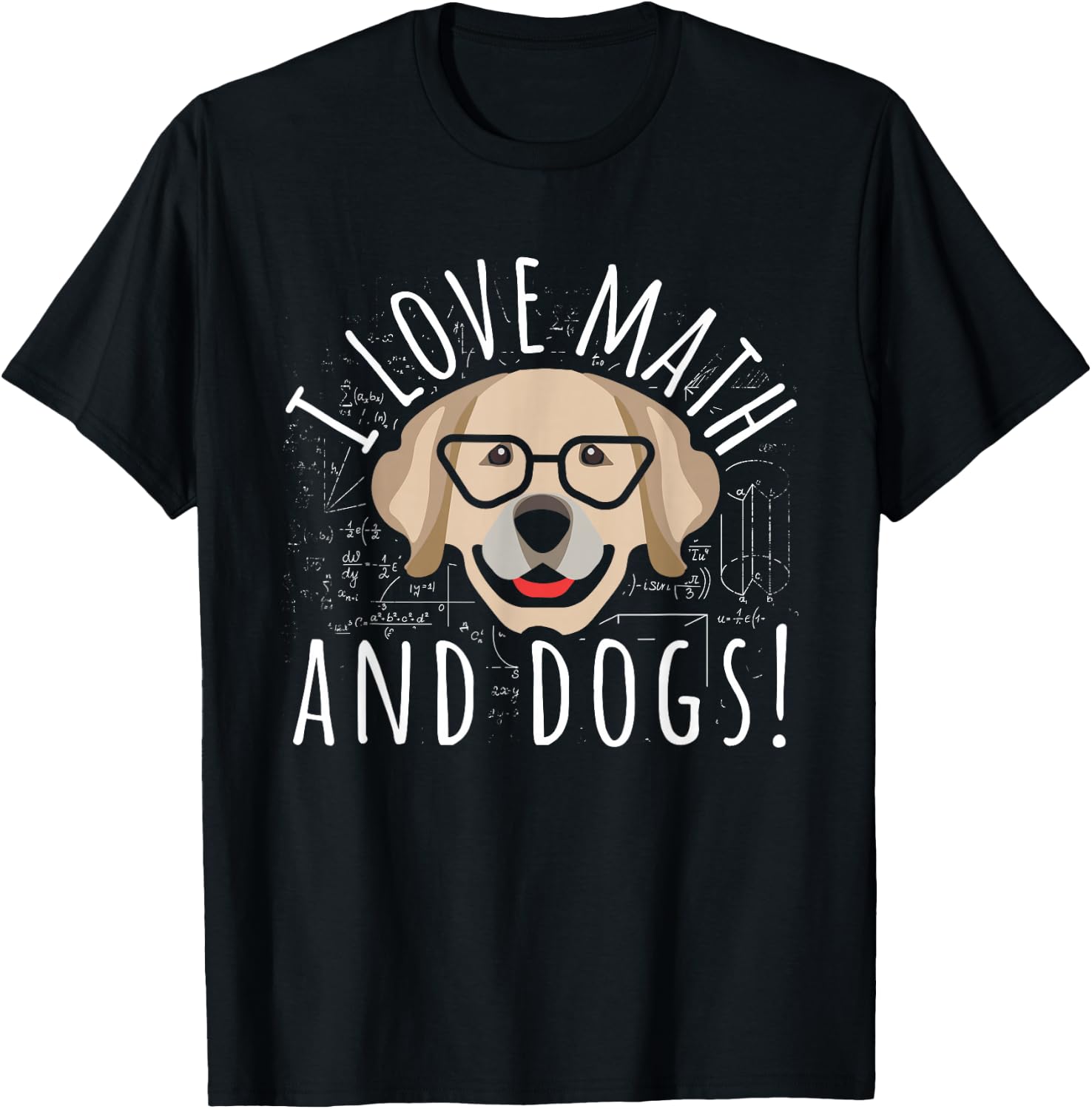 I Love Math And Dogs Algebra Brown Dog Teacher Student Gift T-Shirt - T-Shirt | Black