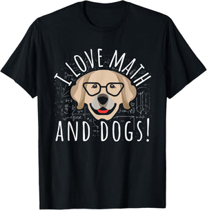 I Love Math And Dogs Algebra Brown Dog Teacher Student Gift T-Shirt - T-Shirt | Black