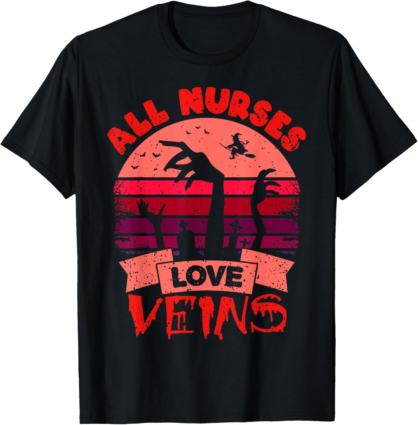 Funny Halloween Nurse Shirt All Nurses Love Veins Vampire T-Shirt - T-Shirt | Black
