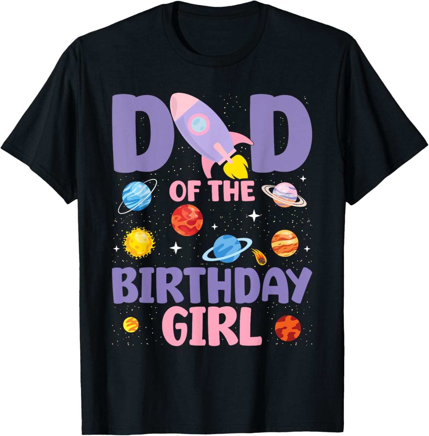Two The Moon Dad Of the Birthday Girl Astronaut Family Party T-Shirt - T-Shirt | Black