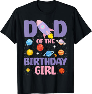Two The Moon Dad Of the Birthday Girl Astronaut Family Party T-Shirt - T-Shirt | Black