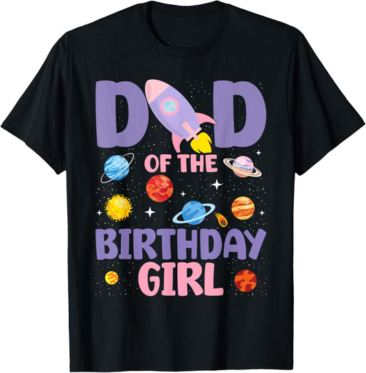 Two The Moon Dad Of the Birthday Girl Astronaut Family Party T-Shirt - T-Shirt | Black