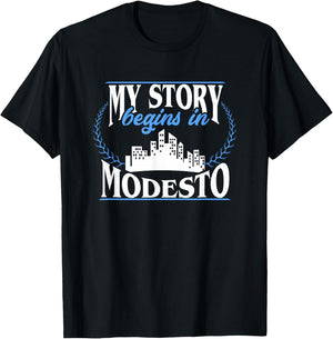 Modesto shirt | Born in Modesto T-Shirt - T-Shirt | Black