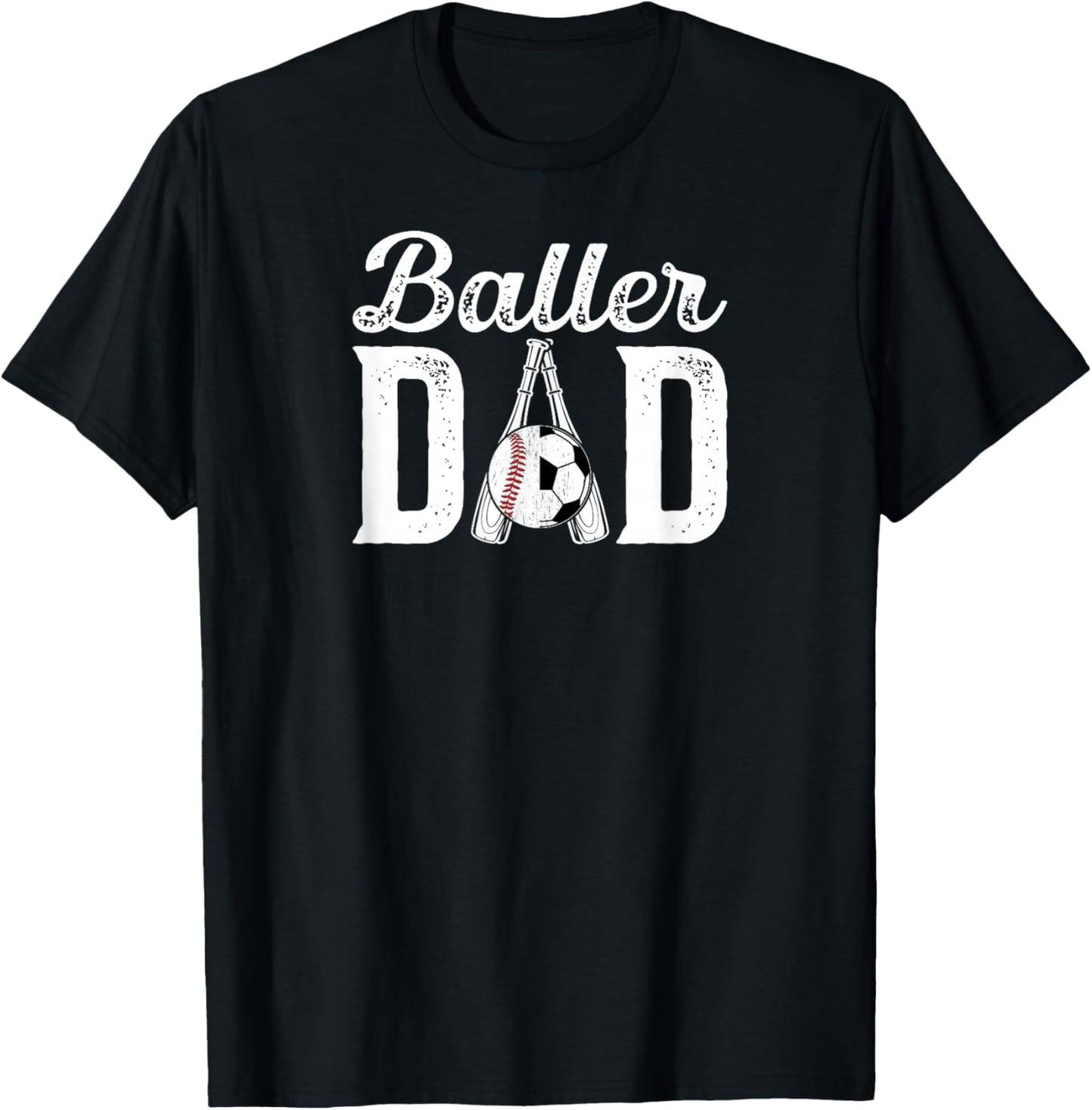 Baller Dad Proud Baseball Soccer Dad Of Ballers T-Shirt - T-Shirt | Black