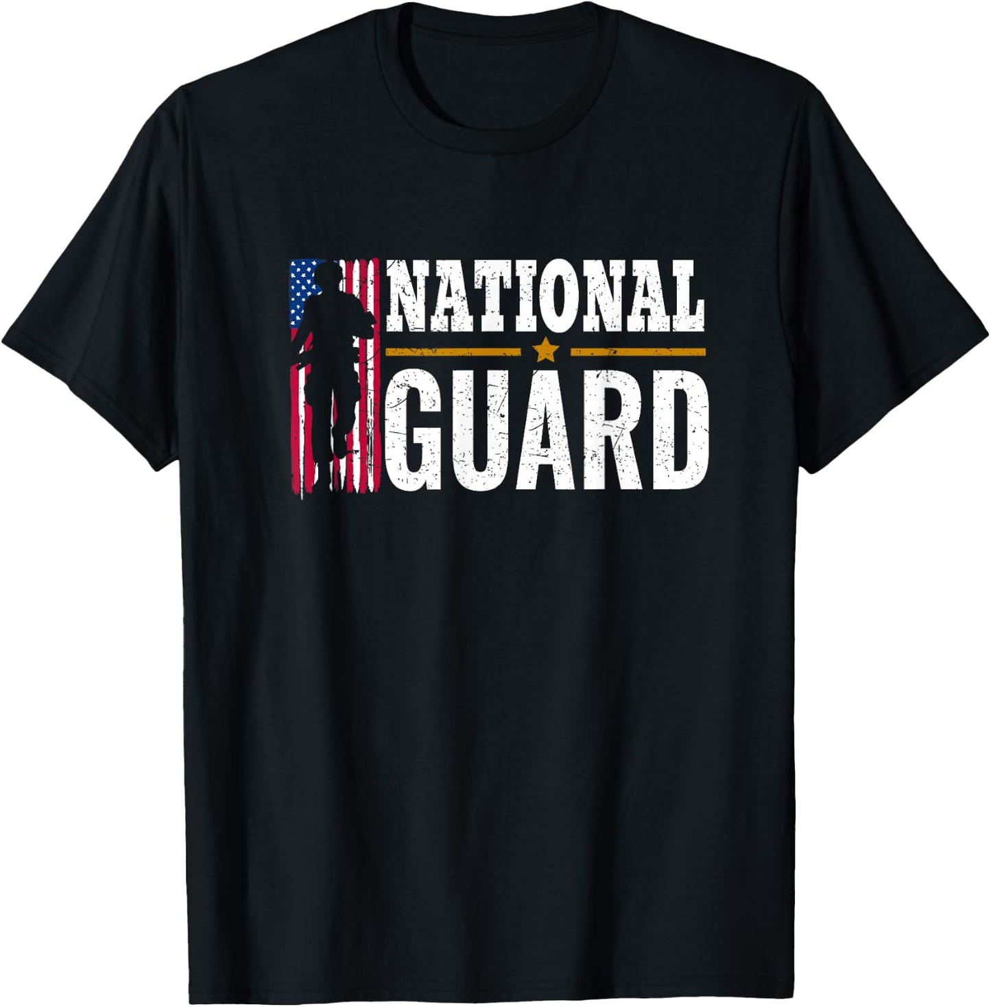 National Guard American Flag Proud T-Shirt - T-Shirt | Black