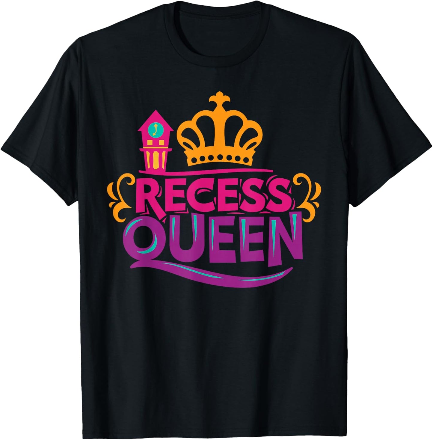 Recess Queen Back To School Student Girl Gift 1st 2nd Grade T-Shirt - T-Shirt | Black