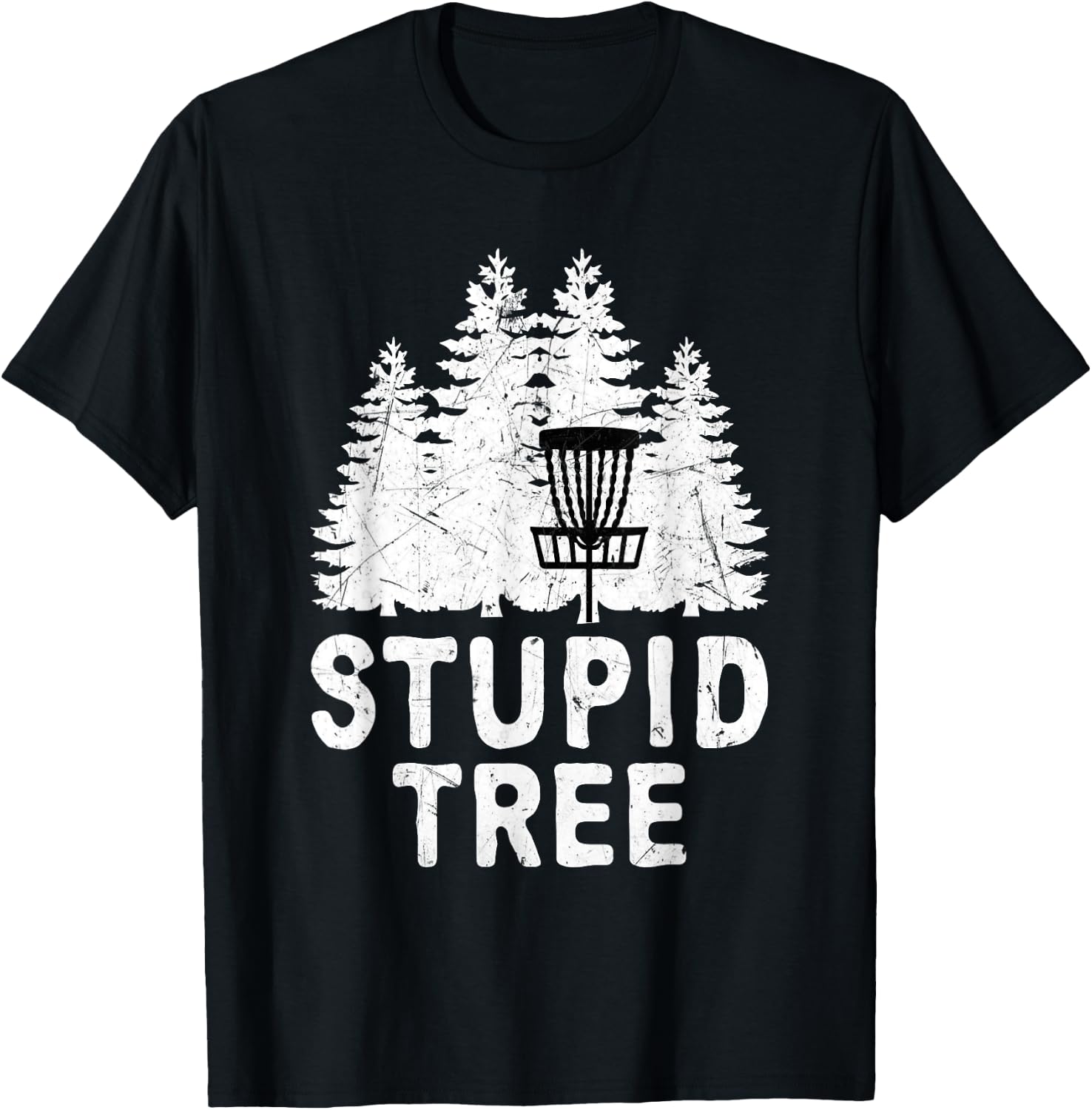 Funny Disc Golf Stupid Tree Distressed Frisbee Golf T Shirt T-Shirt - T-Shirt | Black