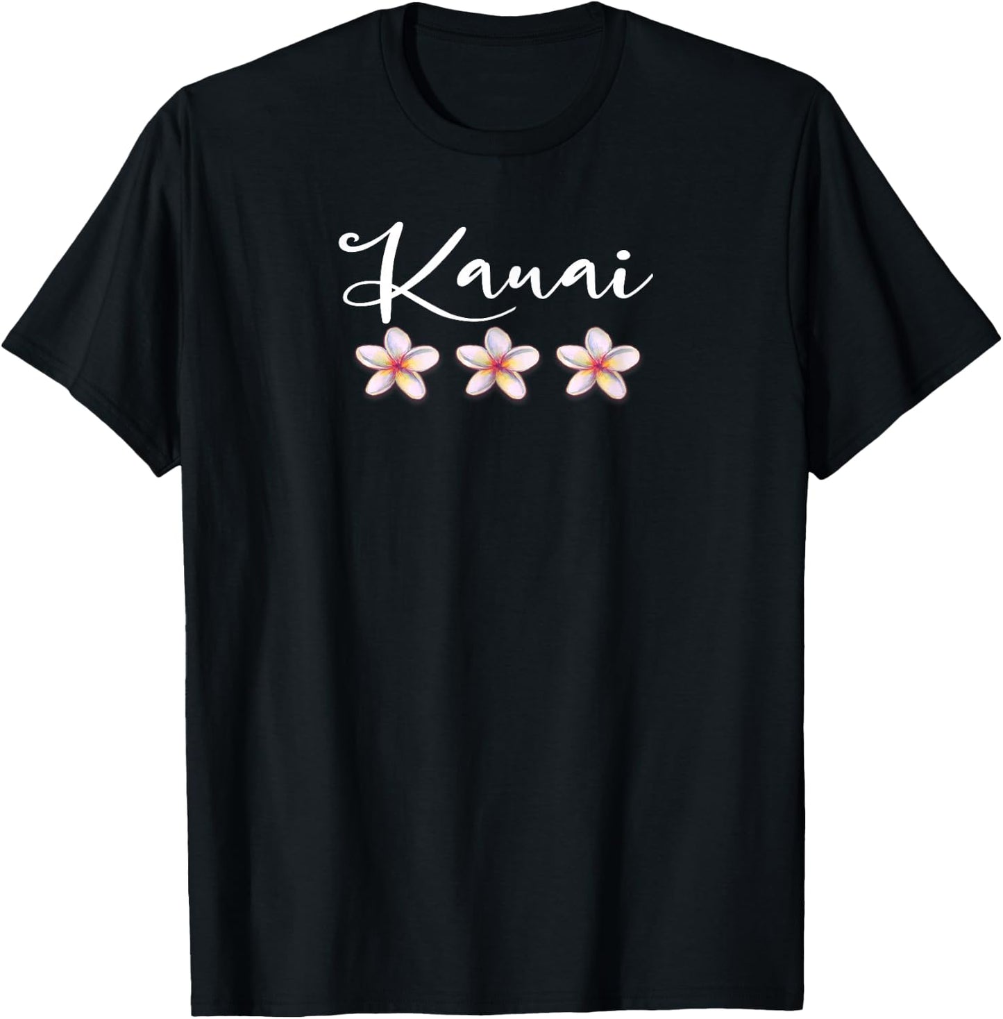 Kauai Hawaiian Plumeria Vacation Luau Shirt T-Shirt - T-Shirt | Black