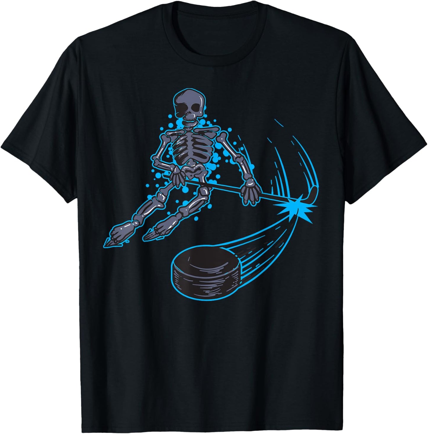 Funny Skeleton Playing Ice Hockey - Cool Skull Gift T-Shirt - T-Shirt | Black