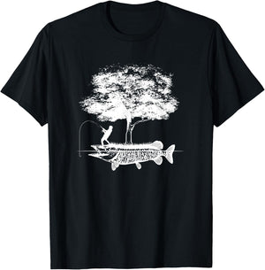 Musky Fish Artistic Boys Love Muskie Fishing Gift T-Shirt - T-Shirt | Black