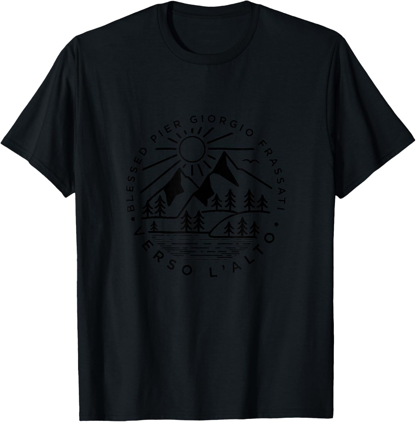 Verso L'alto Italian Saint Inspirational Quote Merch T-Shirt - T-Shirt | Black
