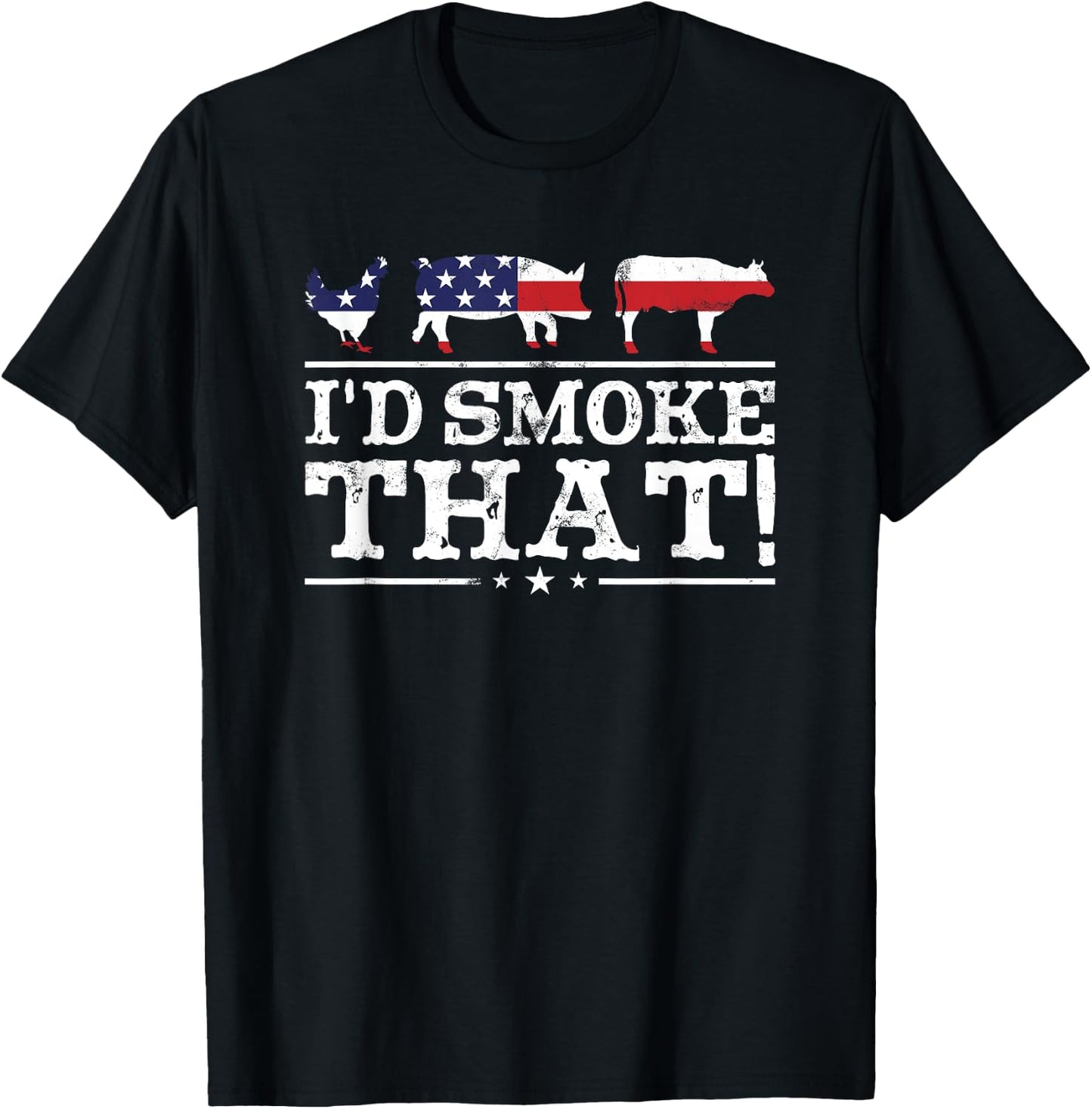 Funny BBQ Shirt I'd Smoke That Meat Pitmaster Grill Gift T-Shirt - T-Shirt | Black