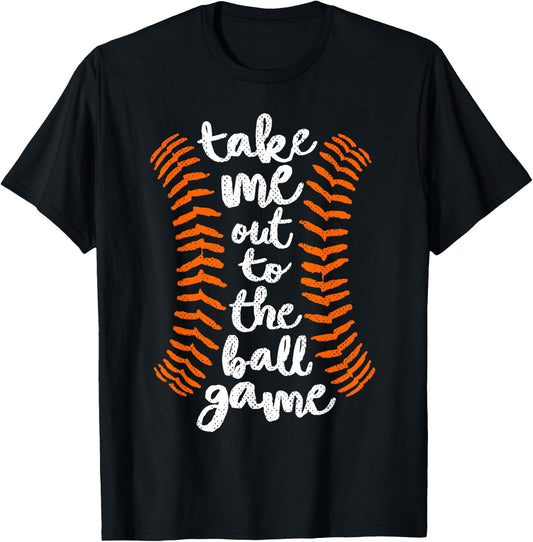 Take Me Out Ball Game Baseball Song Orange Black Blue T-Shirt - T-Shirt | Black
