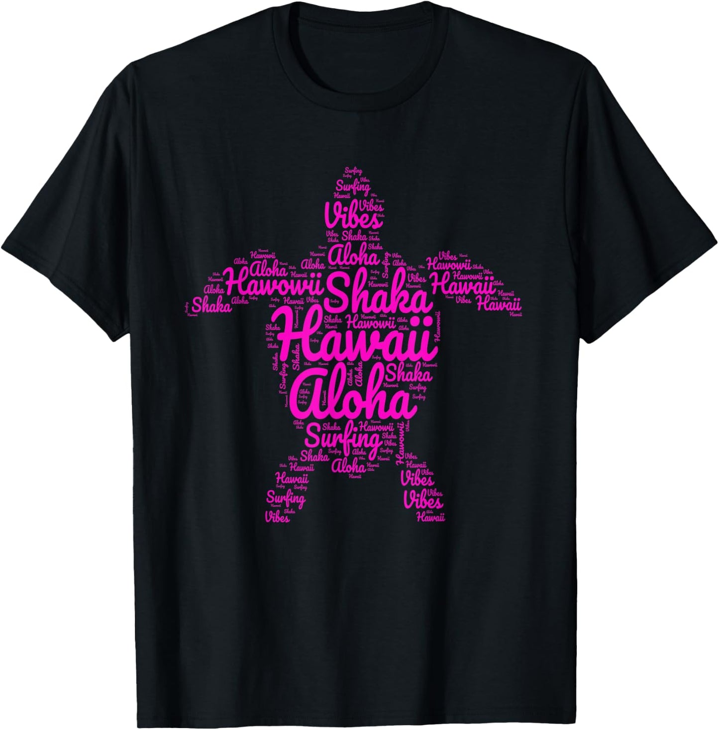 Aloha I Love Hawaii Sea Turtles Shaka Surfing Vibes Holiday T-Shirt - T-Shirt | Black