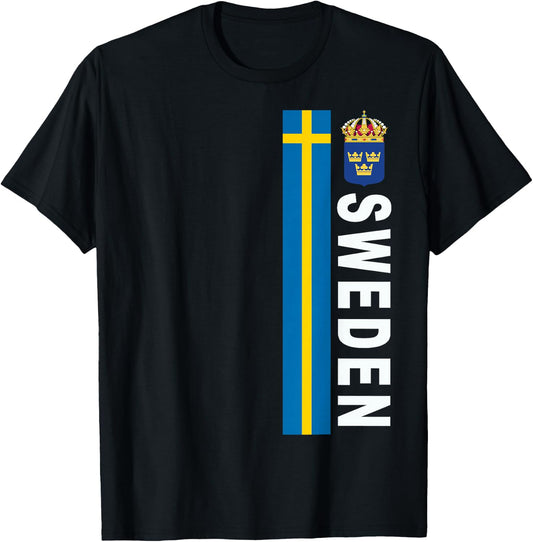 Sweden Soccer-style Swedish Flag Design T-Shirt - T-Shirt | Black