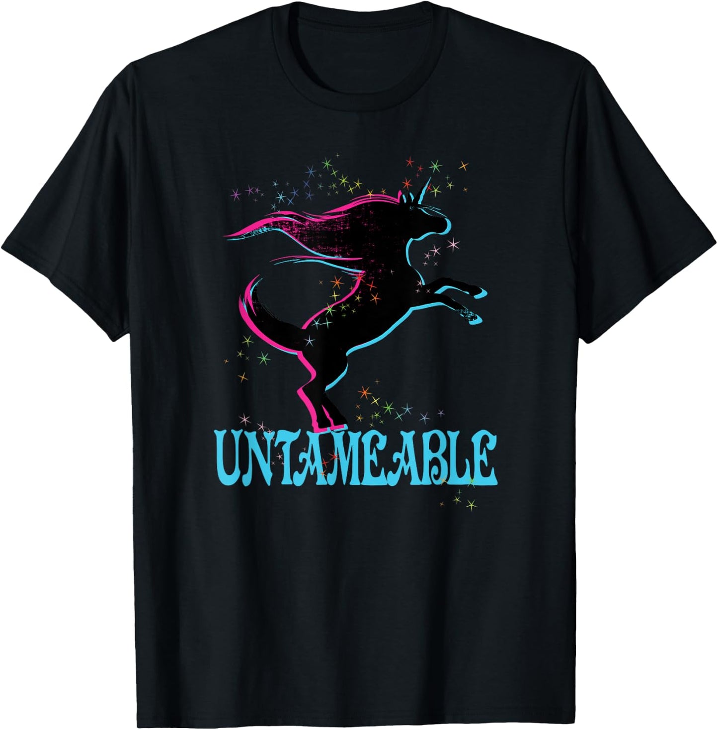 Retro Unicorn Untameable Shirt 80's Free Freedom Wild Spirit T-Shirt - T-Shirt | Black