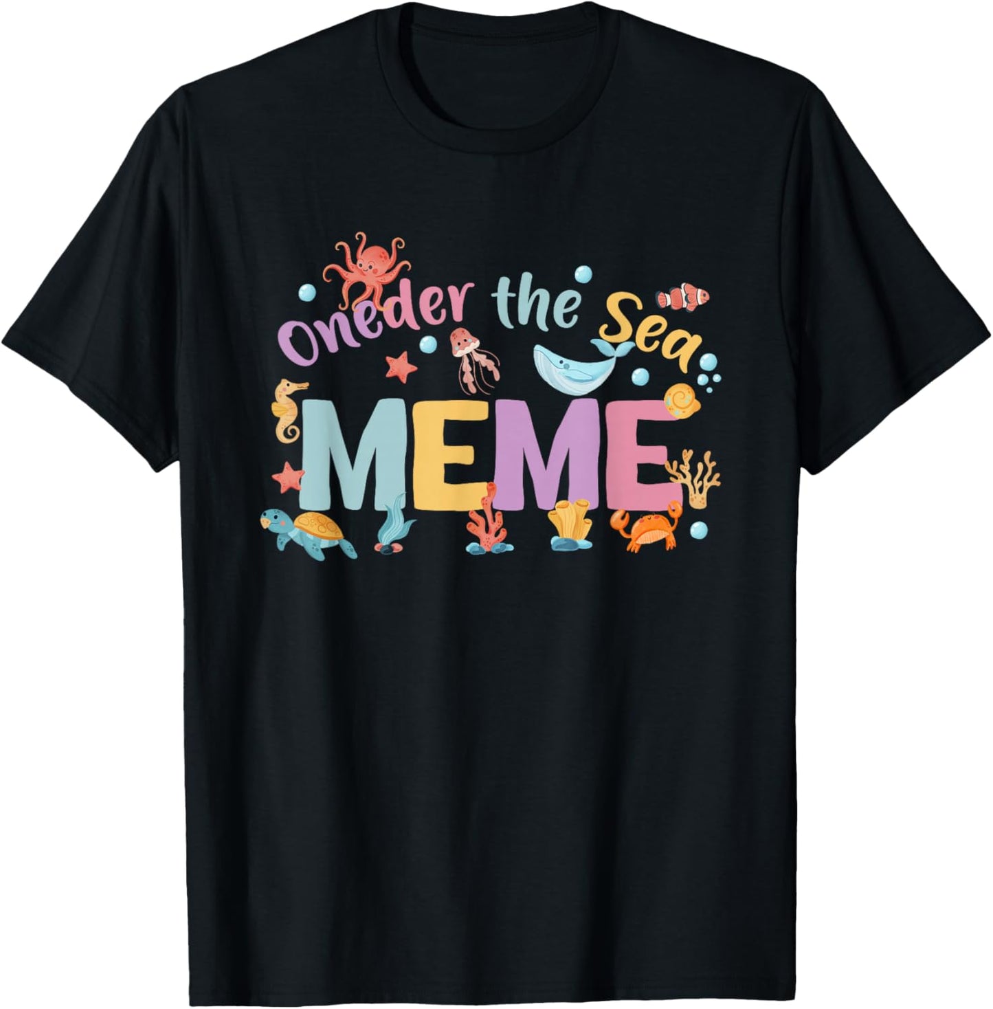 Under Sea Meme Birthday Girl Boy Matching Family Party T-Shirt - T-Shirt | Black