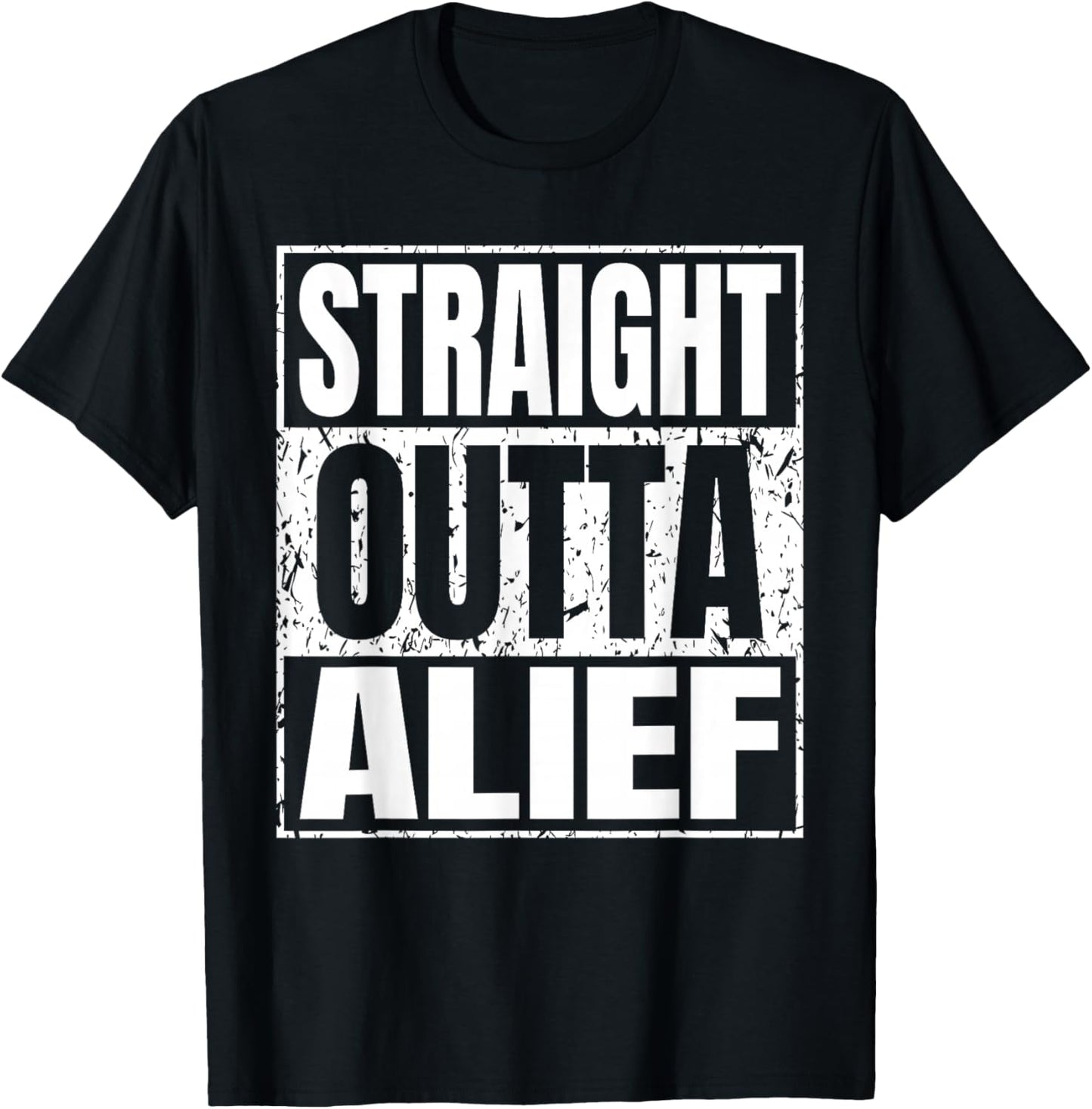 Straight Outta Alief Vintage Funny Gifts Motivational T-Shirt - T-Shirt | Black