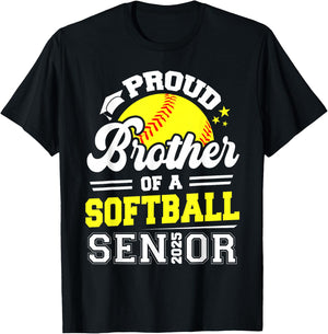 Proud Brother Of A Softball Senior 2025 Graduate T-Shirt - T-Shirt | Black
