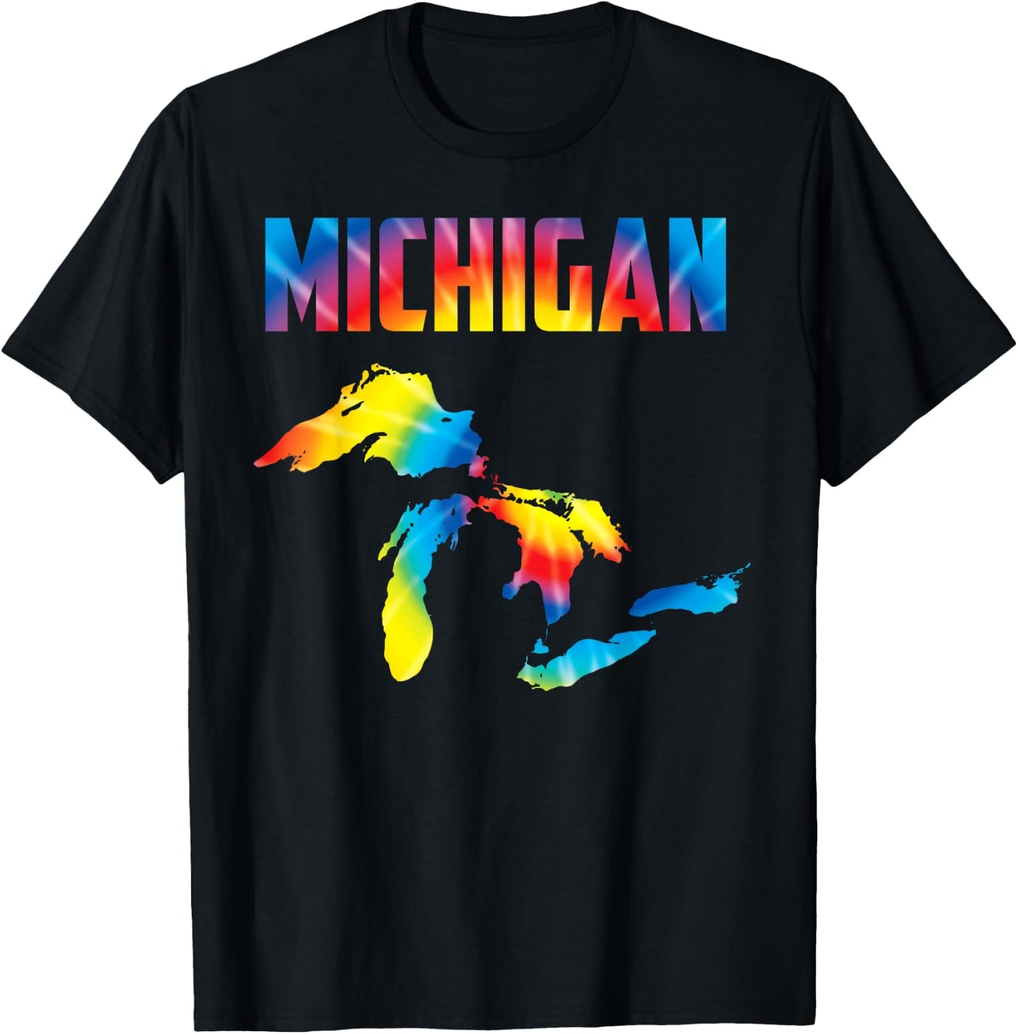 The Great Lakes Largest Water Retro Color Michigan MI Pride T-Shirt - T-Shirt | Black