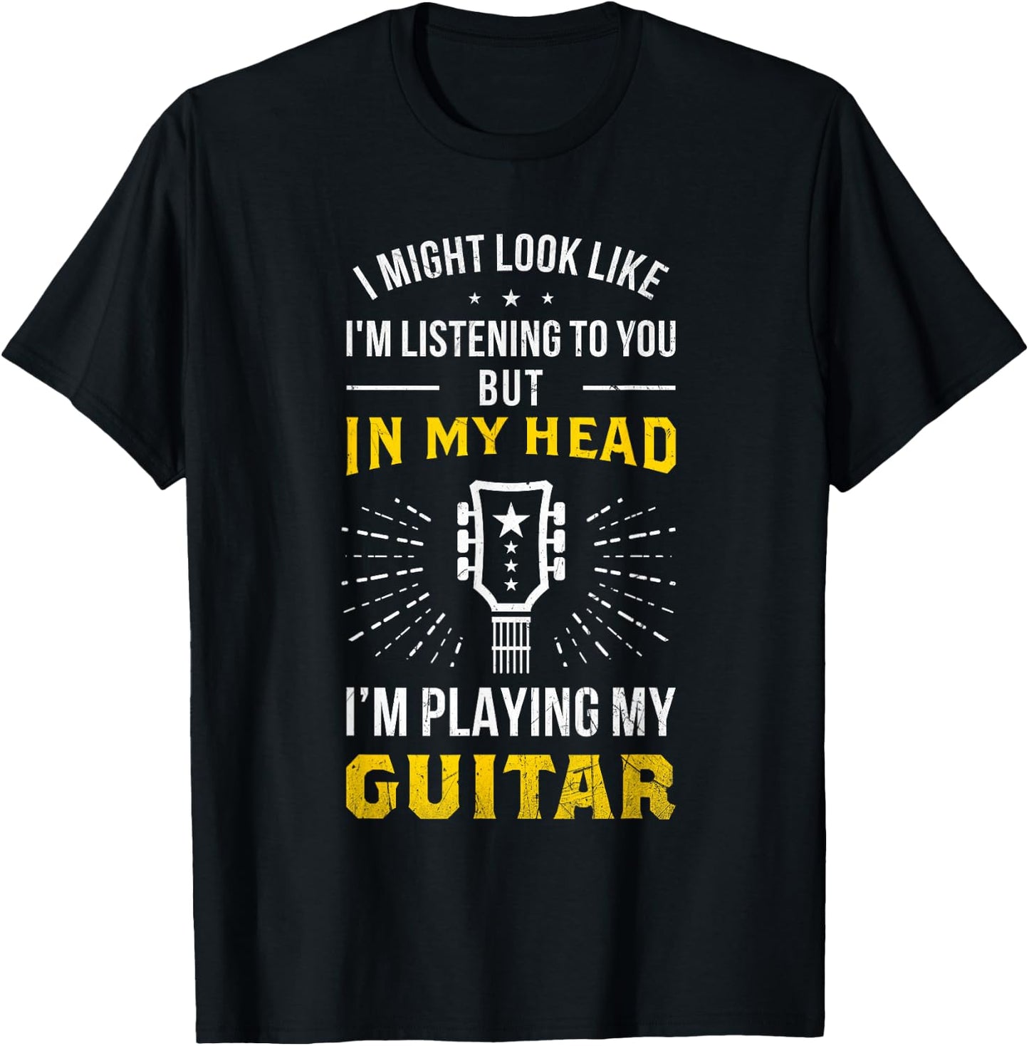 In My Head I'm Playing My Guitars Guitarist Gift T-Shirt - T-Shirt | Black
