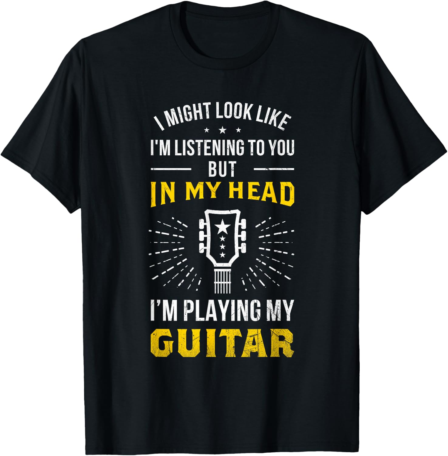 In My Head I'm Playing My Guitars Guitarist Gift T-Shirt - T-Shirt | Black